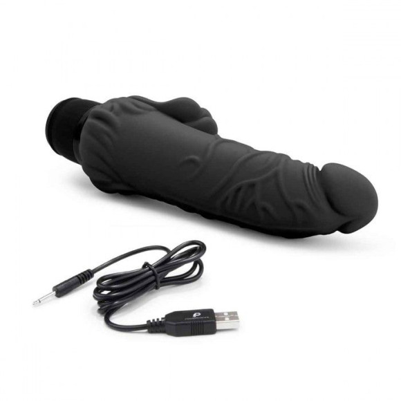 Черный вибратор-реалистик с клиторальными лепестками 7 Realistic Vibrator - 21,5 см. Черный вибратор-реалистик с клиторальными лепестками 7 Realistic Vibrator - 21,5 см.