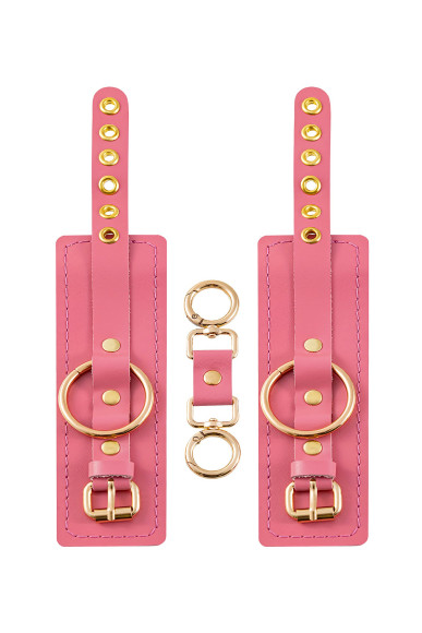 Розовые однослойные кожаные наручники Розовые однослойные кожаные наручники