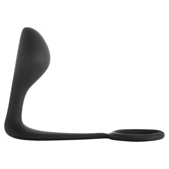 Чёрное эрекционное кольцо с анальной пробкой Button Anal Plug Чёрное эрекционное кольцо с анальной пробкой Button Anal Plug