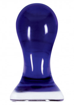 Cиний стеклянный анальный стимулятор Crystal Pops Large - 10,1 см.