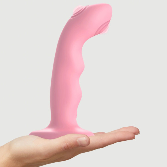 Розовая насадка-стимулятор Strap-On-Me Tapping Dildo Wave Розовая насадка-стимулятор Strap-On-Me Tapping Dildo Wave