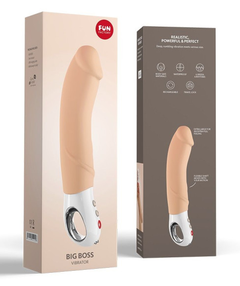 Телесный вибратор Big Boss - 23,5 см. Телесный вибратор Big Boss - 23,5 см.