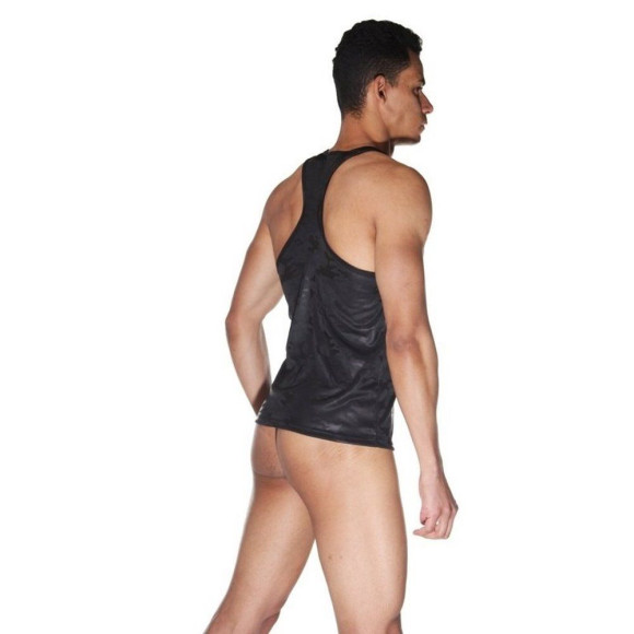 Мужской комплект из гладкой черной тянущейся ткани: майка и трусы Мужской комплект из гладкой черной тянущейся ткани: майка и трусы