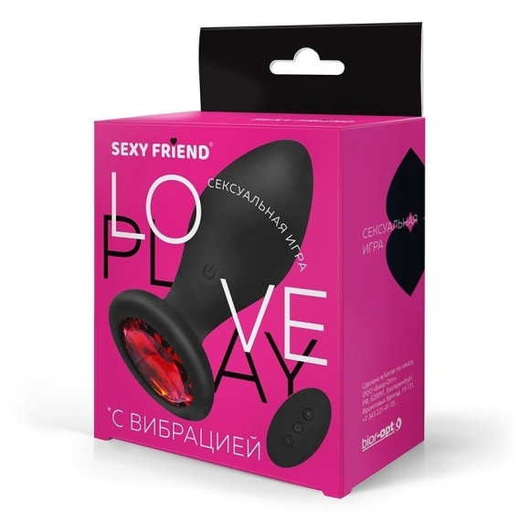 Черная вибровтулка с прозрачным кристаллом и пультом ДУ - 9 см. Черная вибровтулка с прозрачным кристаллом и пультом ДУ - 9 см.