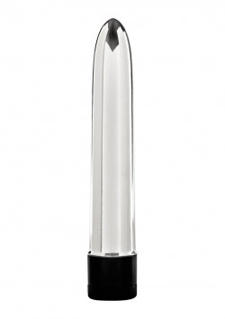 Серебристый вибратор Retro Slimline - 16 см.