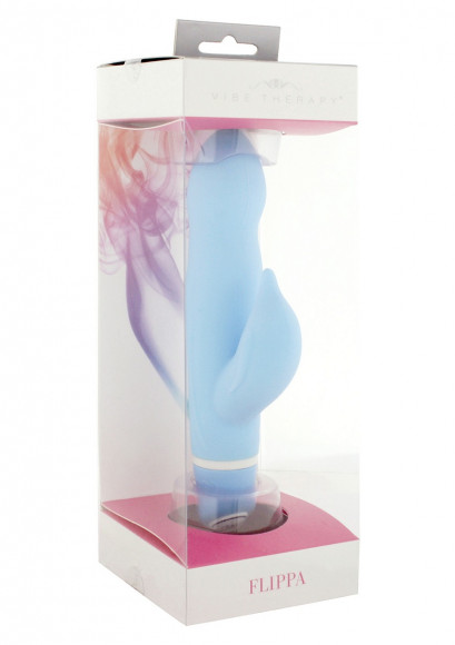 Голубой вибратор VIBE THERAPY FLIPPA - 14 см.