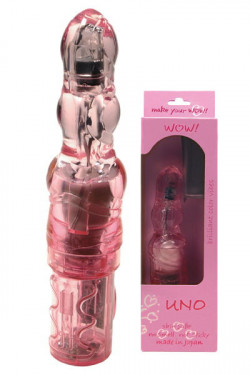 Розовый вибратор-ротатор в форме ёлочки - 17 см.