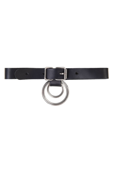 Черный чокер-ошейник с кольцом в кольце Черный чокер-ошейник с кольцом в кольце