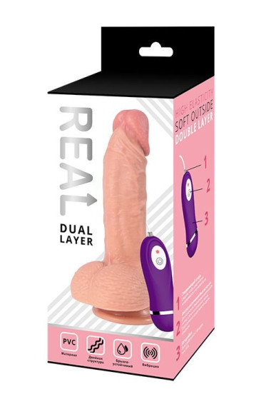 Телесный реалистичный вибратор REAL Dual Layer - 21,5 см. Телесный реалистичный вибратор REAL Dual Layer - 21,5 см.