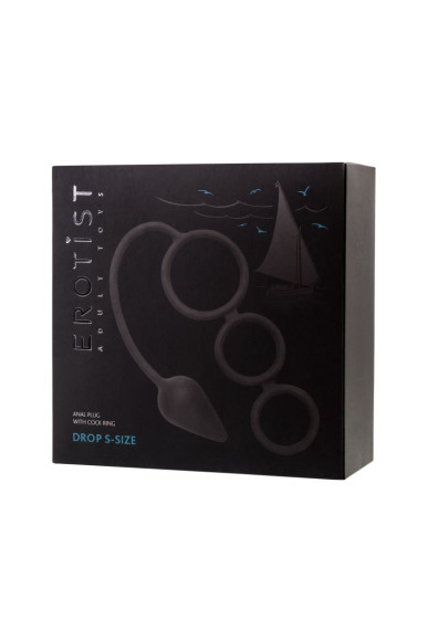 Тройное эрекционное кольцо с анальным хвостом Drop S-size Тройное эрекционное кольцо с анальным хвостом Drop S-size