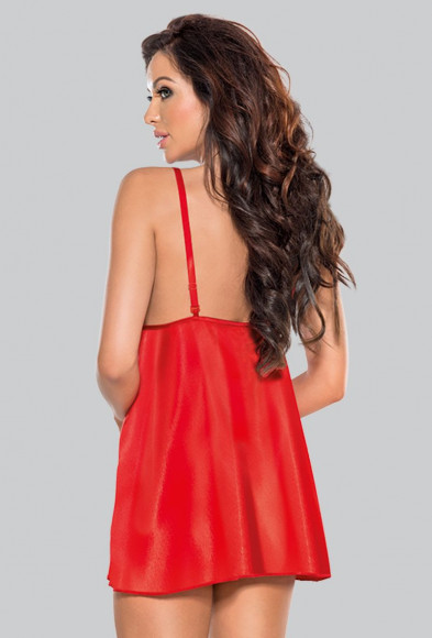 Атласная ночная сорочка с кружевом