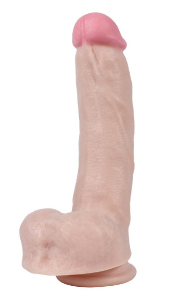 Телесный реалистичный фаллоимитатор с мошонкой Real - 23 см. Телесный реалистичный фаллоимитатор с мошонкой Real - 23 см.