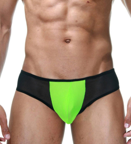 Черные трусы-бразилиана с лаймовой вставкой Черные трусы-бразилиана с лаймовой вставкой