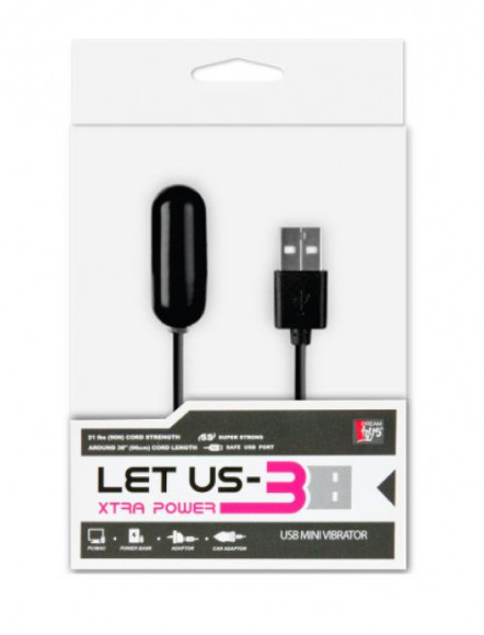 Чёрная вибропуля с питанием от USB LET US-B BULLET SMALL BLACK