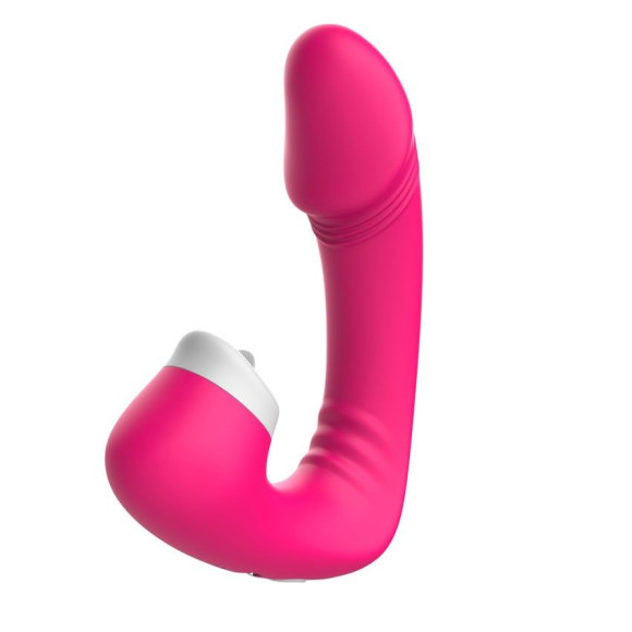 Розовый вибромассажёр с клиторальной стимуляцией Розовый вибромассажёр с клиторальной стимуляцией