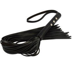 Черная кожаная плеть Домино - 56 см. Черная кожаная плеть Домино - 56 см.