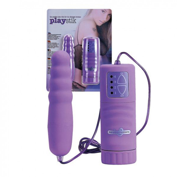 Фиолетовый вибростимулятор с выносным пультом Playstik