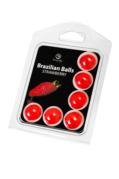 Набор из 6 шариков с массажным маслом Brazilian Balls с ароматом клубники Набор из 6 шариков с массажным маслом Brazilian Balls с ароматом клубники