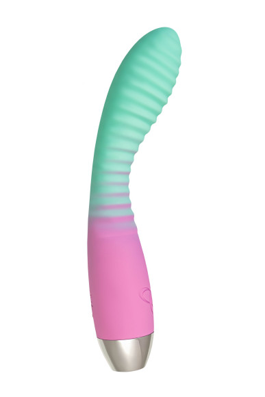 Мятно-розовый вибратор с изогнутой головкой Azalia - 20,5 см. Мятно-розовый вибратор с изогнутой головкой Azalia - 20,5 см.